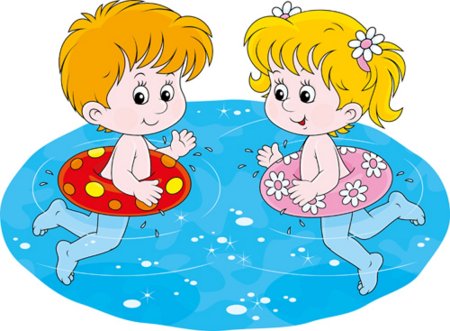 Мальчик и девочка в бассейне