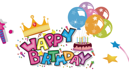 Надпись Happy Birthday на прозрачном фоне