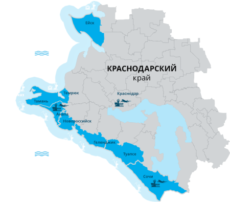 Карта Краснодарского края контур