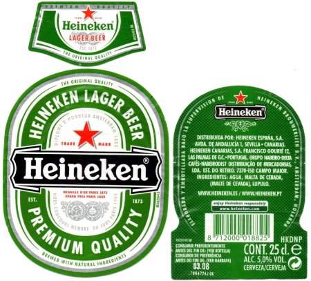Этикетка пива Хайнекен