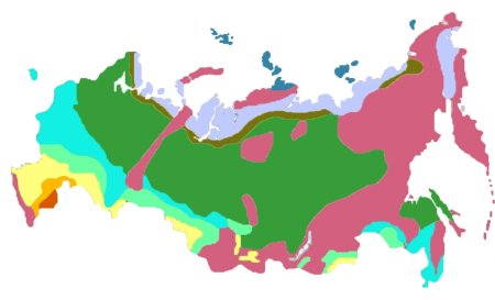 Расположение природных зон на карте России