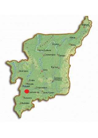 Географическая карта Республики Коми