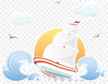 Корабль в море вектор