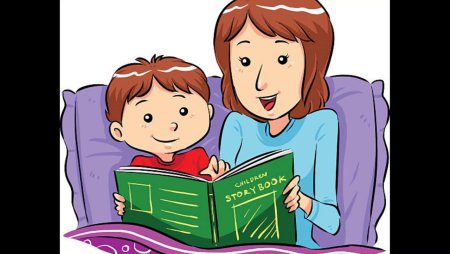 Мама читает книгу ребенку рисунок