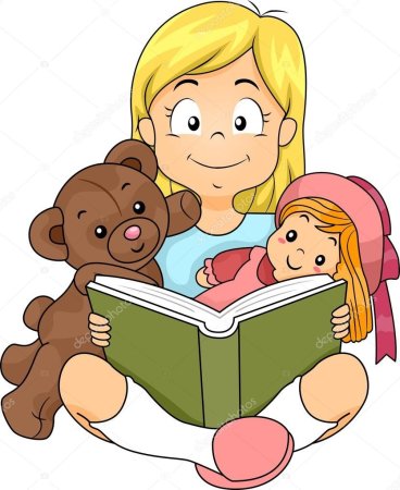 Мама читает книжку девочке