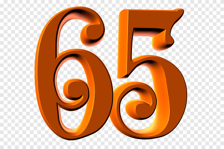 Цифры 65 красивые на прозрачном фоне
