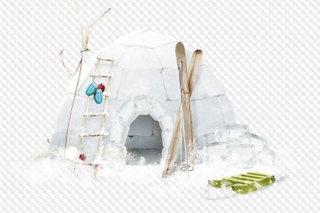 Снежная крепость на белом фоне