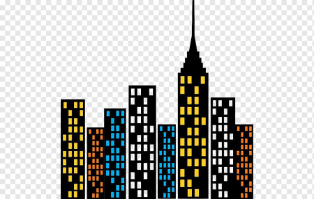 Силуэты домов ночного города