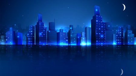Город в синих тонах