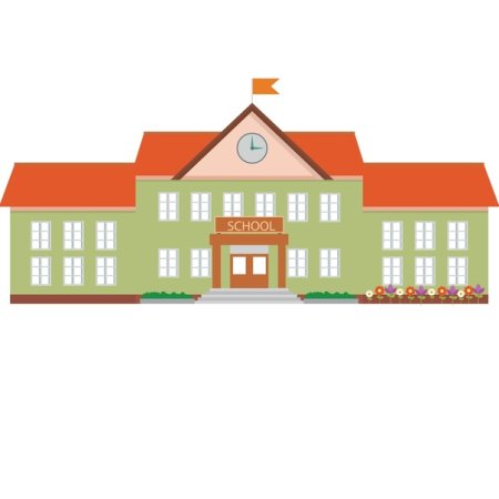Здание школы на прозрачном фоне
