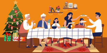 Нарисованный новый год застолье