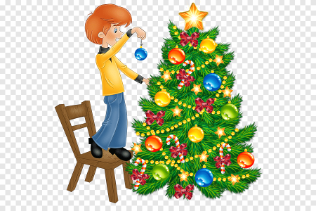 Дети наряжают елку