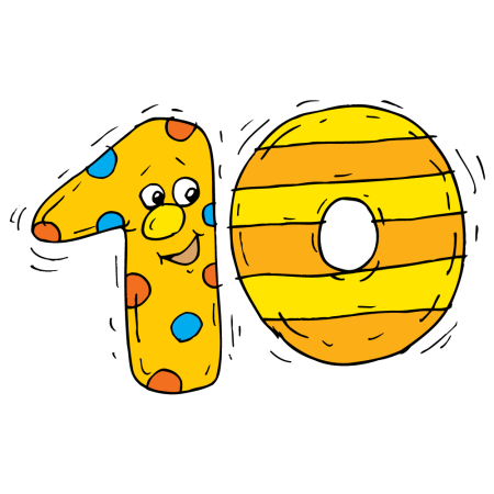 Цифра 10 мультяшная