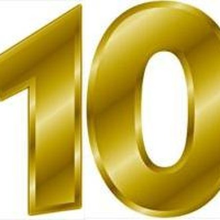 Цифра 10 Золотая на прозрачном фоне