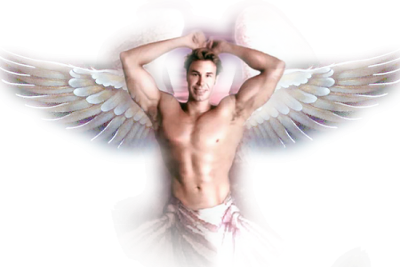 Мужчина ангел на прозрачном фоне