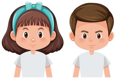 Мультяшное лицо девочки и мальчика