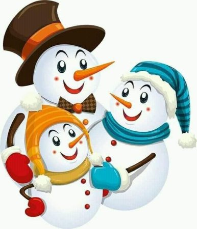 Новогодний Снеговик на белом фоне