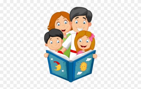 Семья с книгой на прозрачном фоне