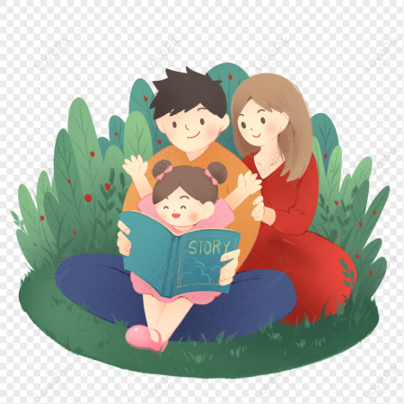 Семья читает книгу рисунок