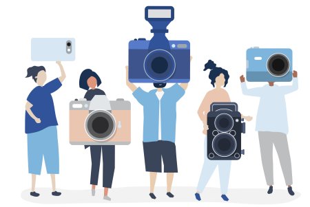 Фотограф с фотоаппаратом вектор