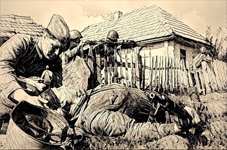 Раненый солдат на поле боя