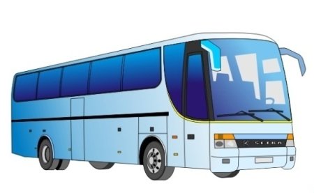 Автобус на голубом фоне