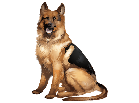 Немецкая овчарка на белом фоне