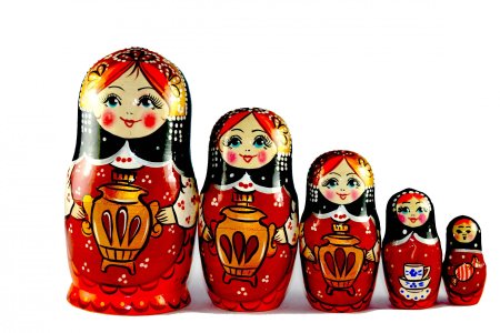Матрешка на белом фоне
