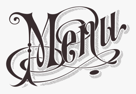 Надпись меню на прозрачном фоне