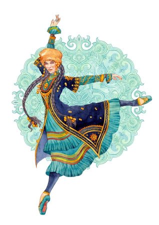 Девушка в саукеле рисунок