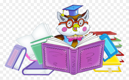 Сова с книгой на прозрачном фоне