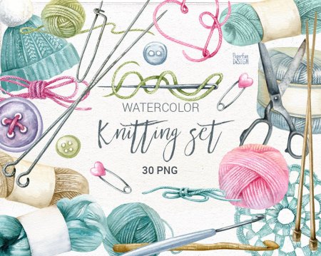 Акварельные логотипы для вязальщицы