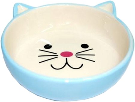 Миска керамика мордочка кошки бело-голубая 13*13*5,5см 260мл/мкр2113/евро