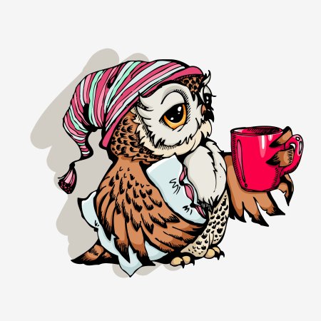 Сонная Сова с кофе