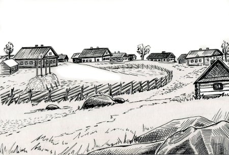 Деревня рисунок