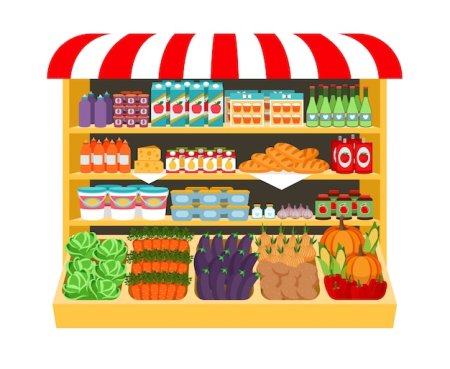 Полки с продуктами для детей