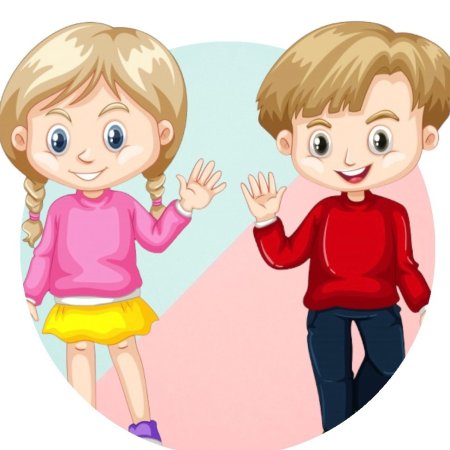 Мультяшная девочка и мальчик