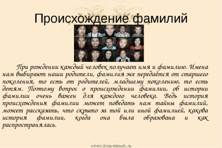 История происхождения фамилии