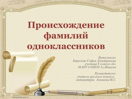 Происхождение фамилии