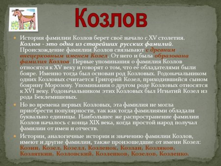 История происхождения фамилии