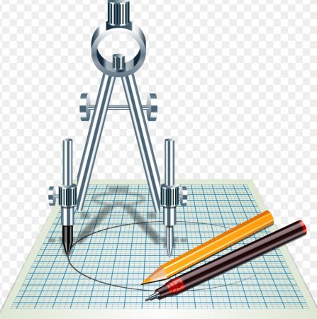 Чертежные принадлежности на прозрачном фоне