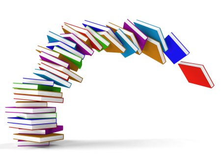 Летящие книги на прозрачном фоне