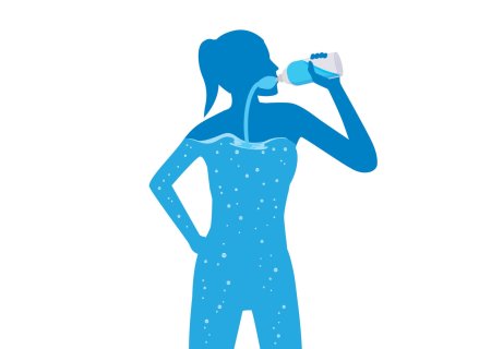 Человек пьет воду вектор