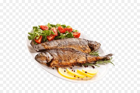 Рыбные блюда на прозрачном фоне