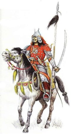 Татаро монгольский воин на коне