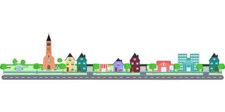 Силуэты домов города цветные