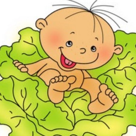 Открытка малыш в капусте