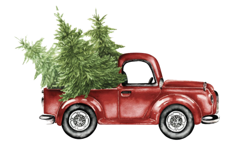 Красная машинка с елкой