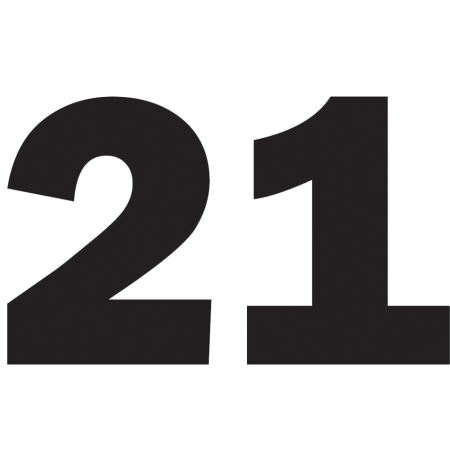 Цифра 21 на белом фоне