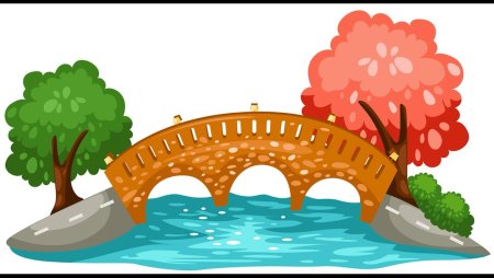 Мультяшный мост через реку